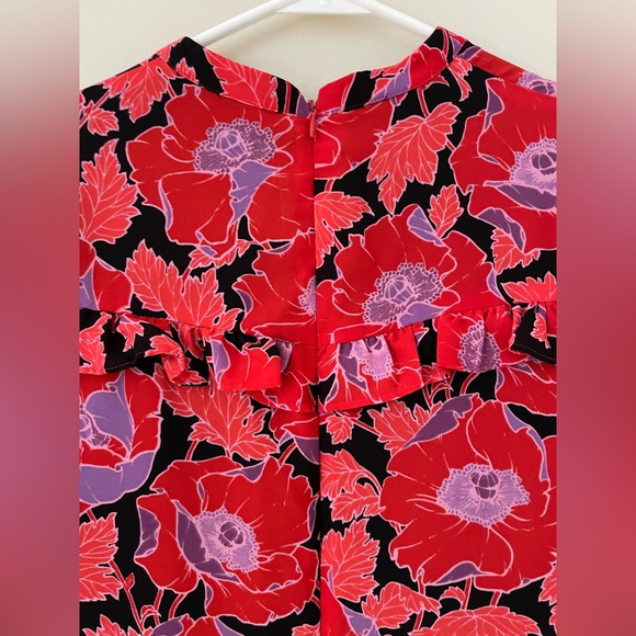 Who What Wear Floral Ruffle Long Sleeve Lined Dress - Picture 7 of 9